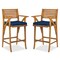 Best Choice Products Set of 2 Outdoor Acacia Wood Bar Stools Bar Chairs w/ Weather-Resistant Cushions